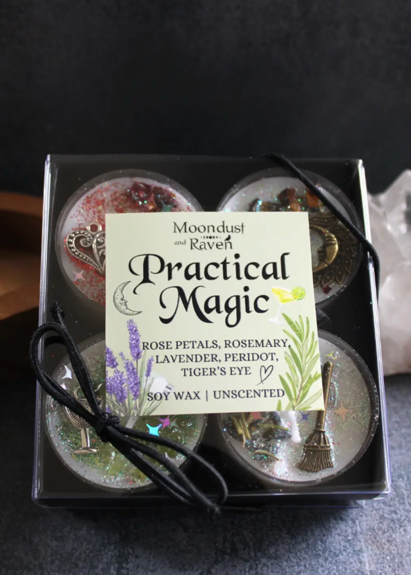 Practical Magic Tealight Crystal Candles, Ritual Candles