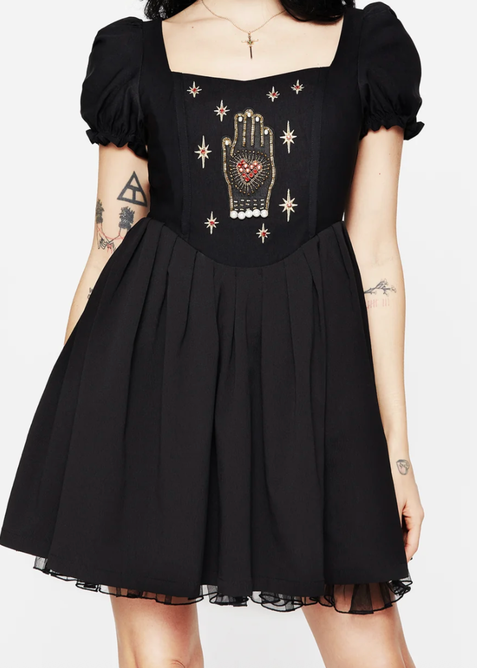Disturbia Applique Corset Mini Dress - Size 8