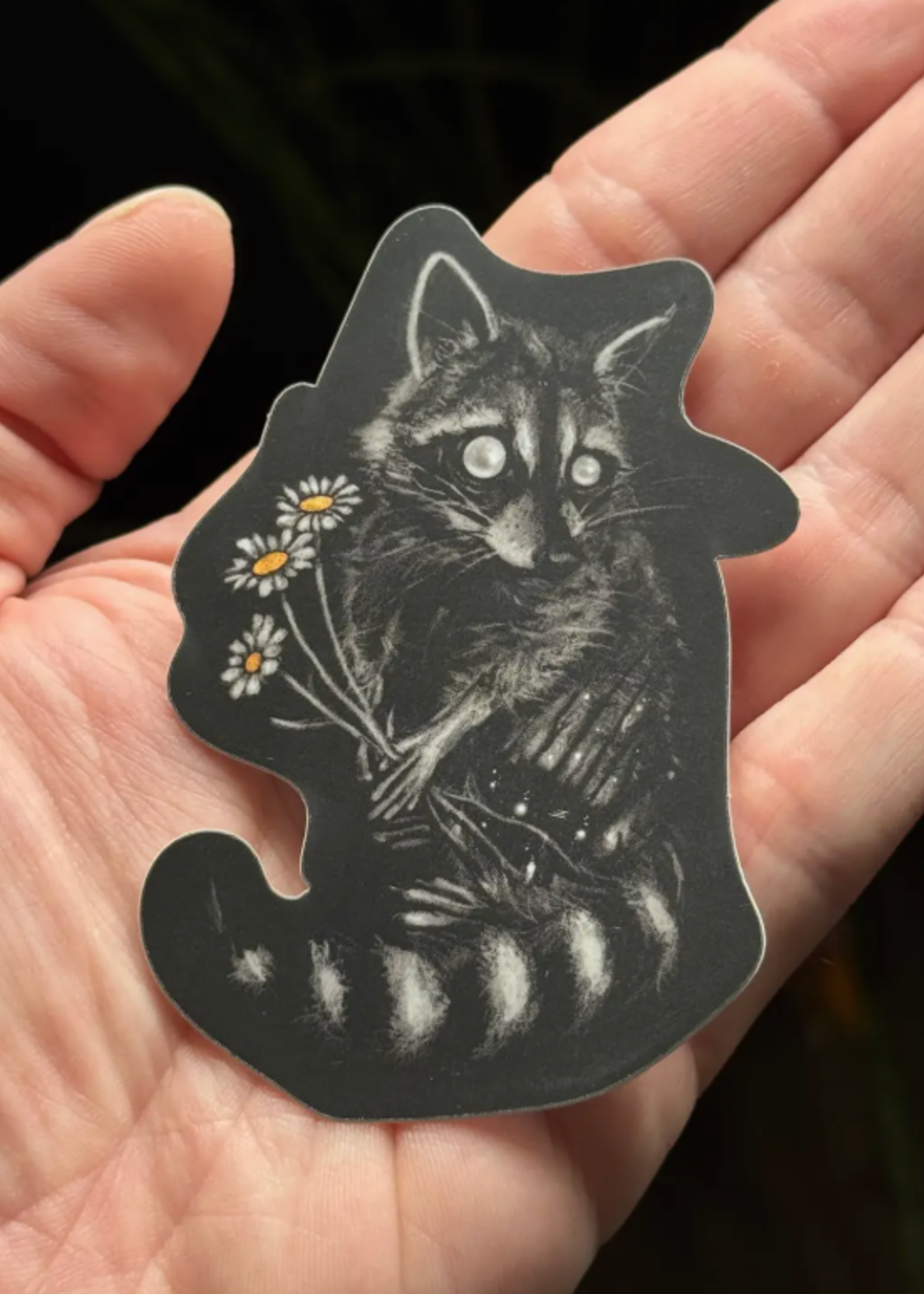 Brian Serway Daisy Raccoon Sticker - Brian Serway
