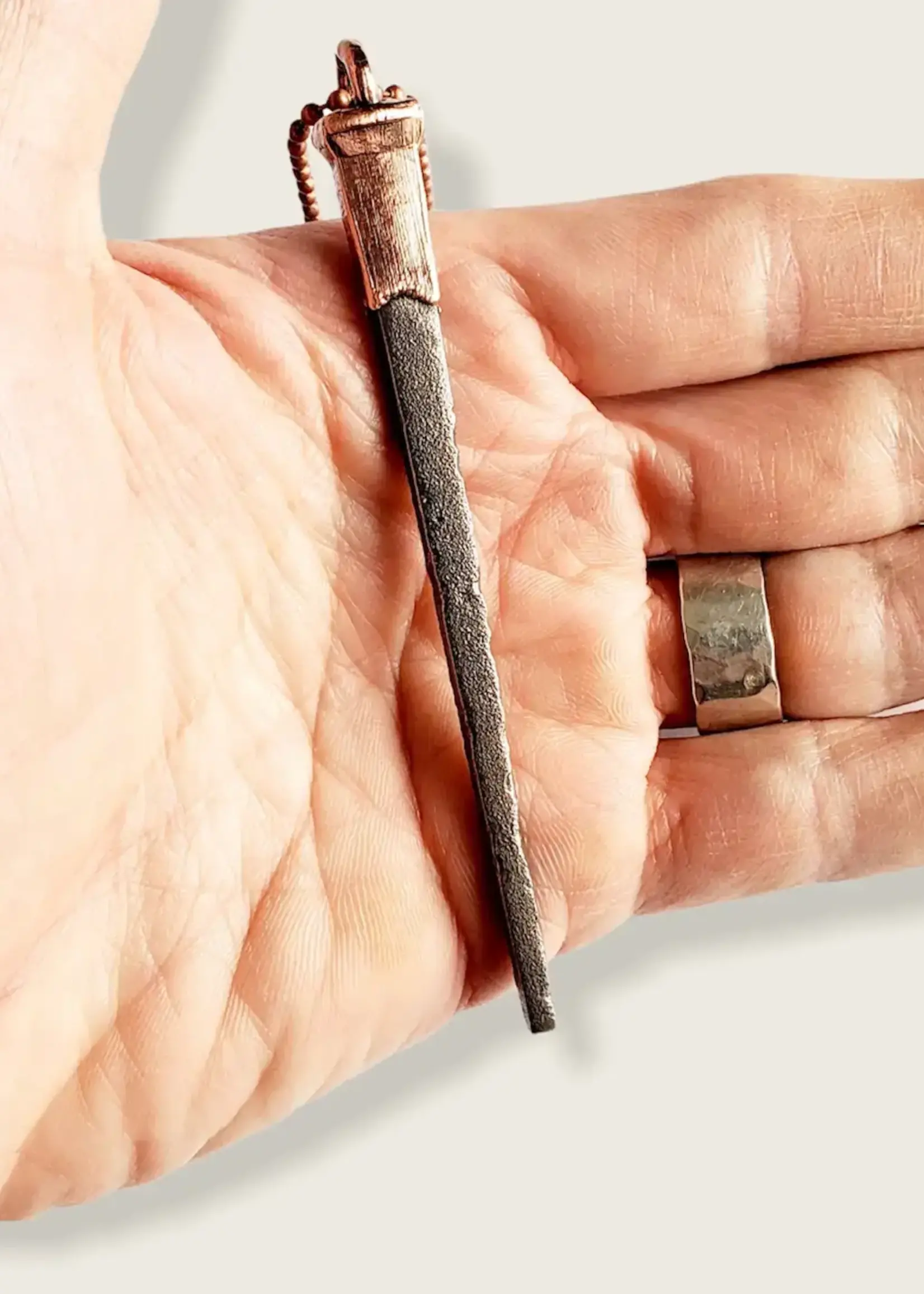 Merging Metals Coffin Nail Necklace - Antique Copper