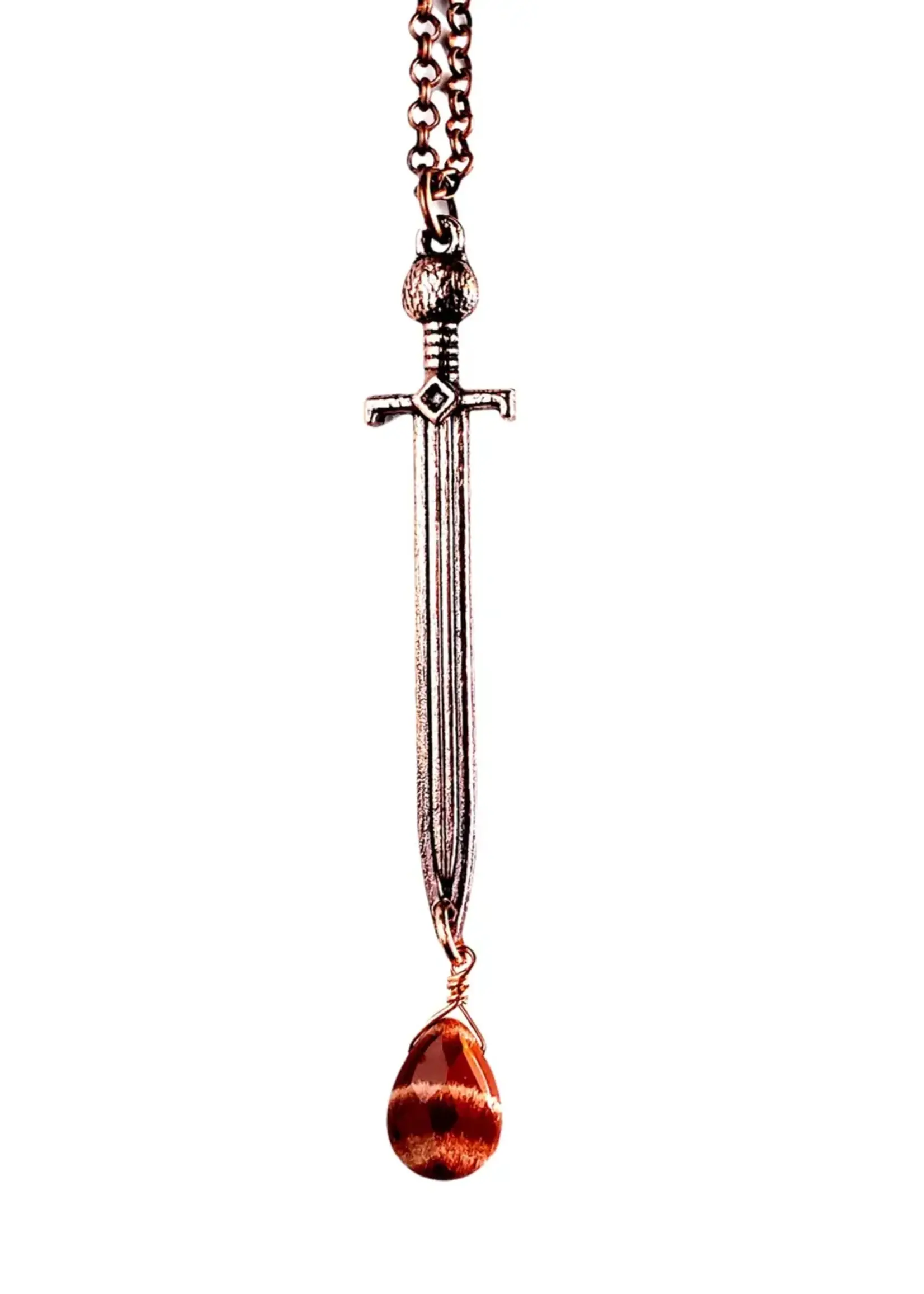 Merging Metals Doubled Edged Sword Necklace - Red Jasper