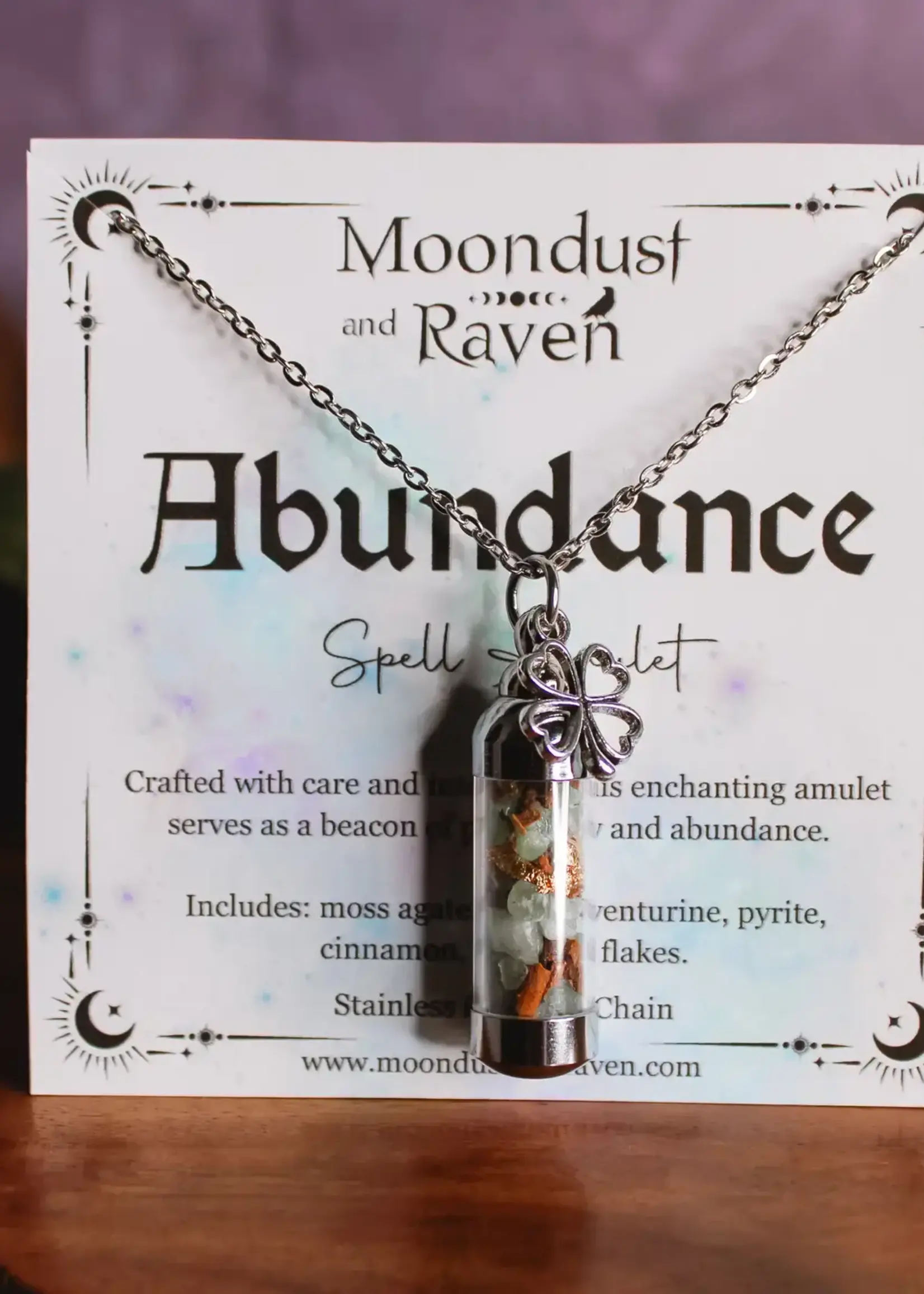 Moondust and Raven Abundance Spell Jar Amulet Necklace