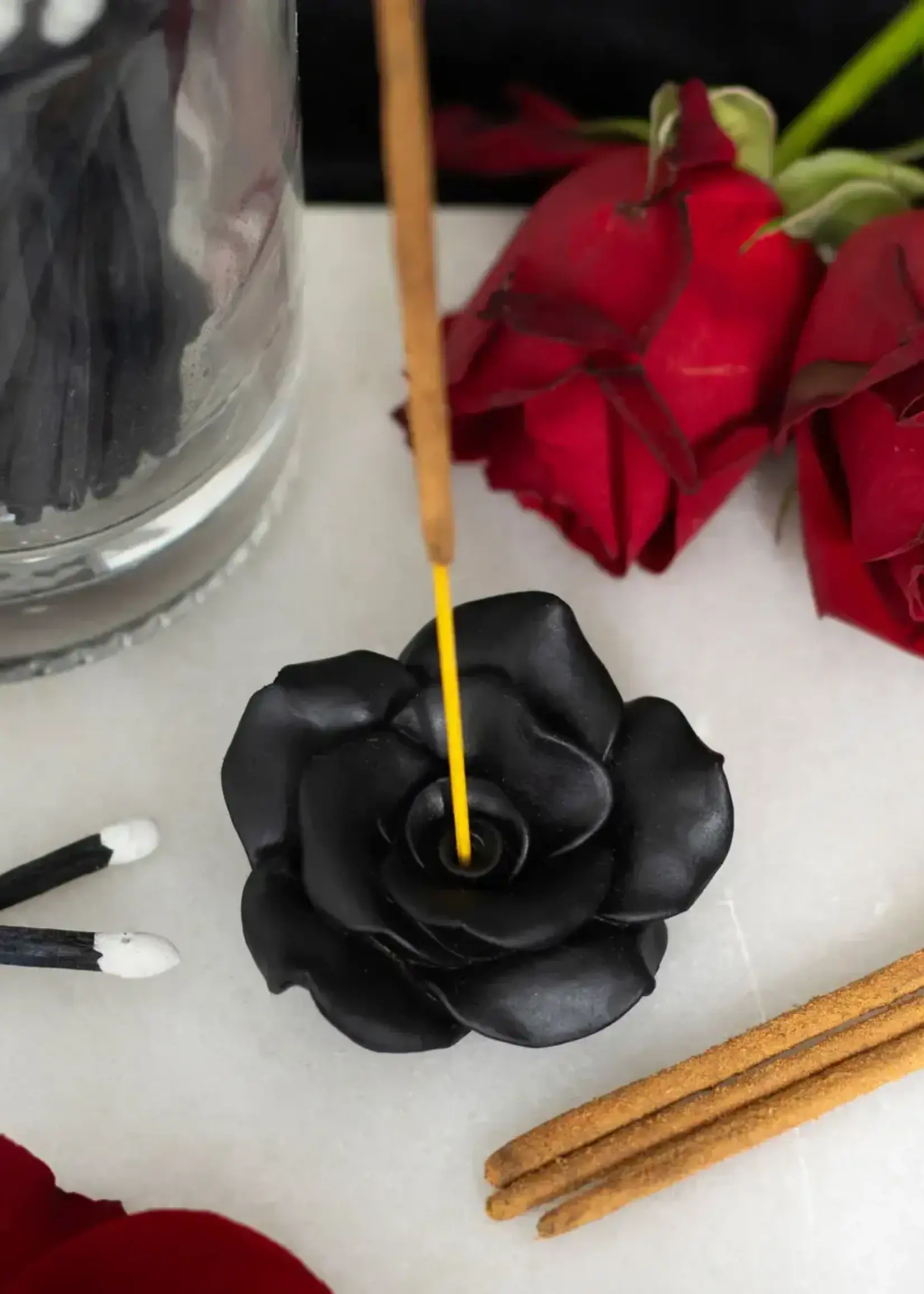 Something Different Wholesale Black Rose Resin Incense Stick Holder