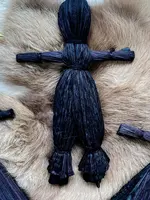 Crimson Sage Corn Husk Doll / Folk Poppet - Black (Pants)