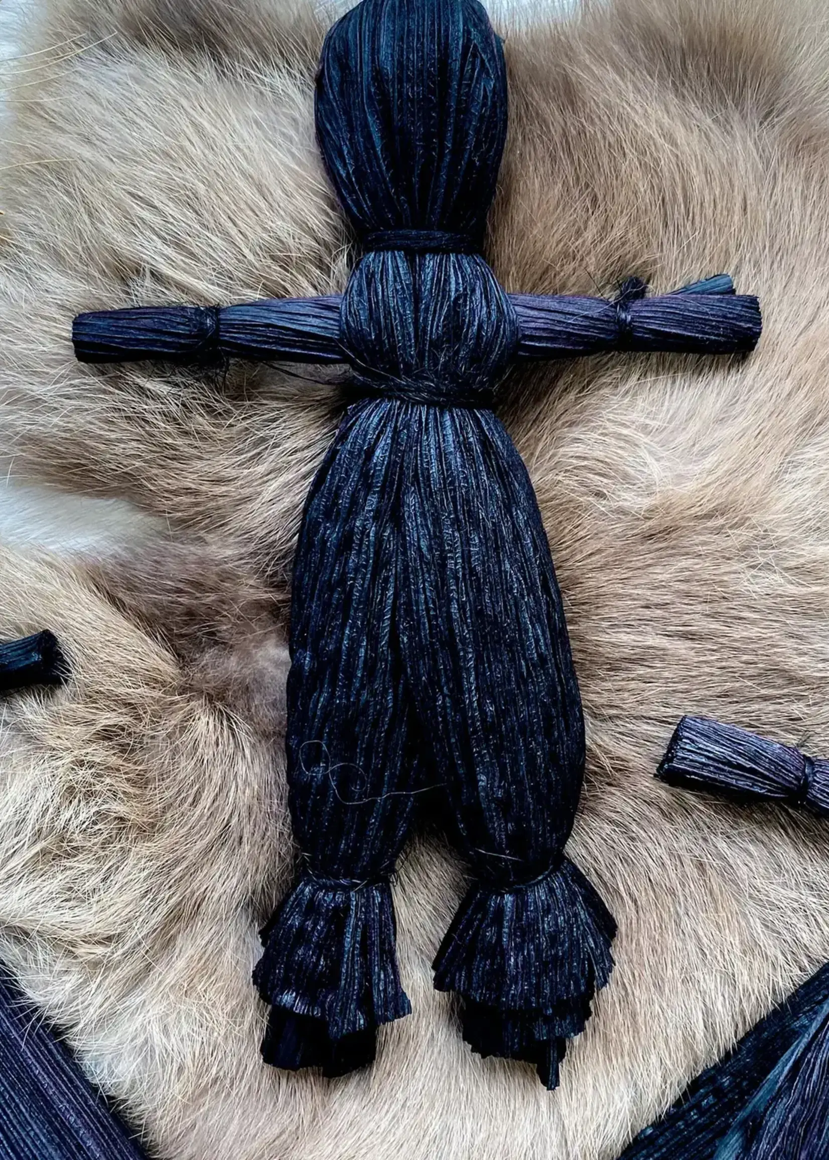 Crimson Sage Corn Husk Doll / Folk Poppet - Black (Pants)