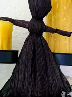 Crimson Sage Corn Husk Doll / Folk Poppet - Black (Dress)