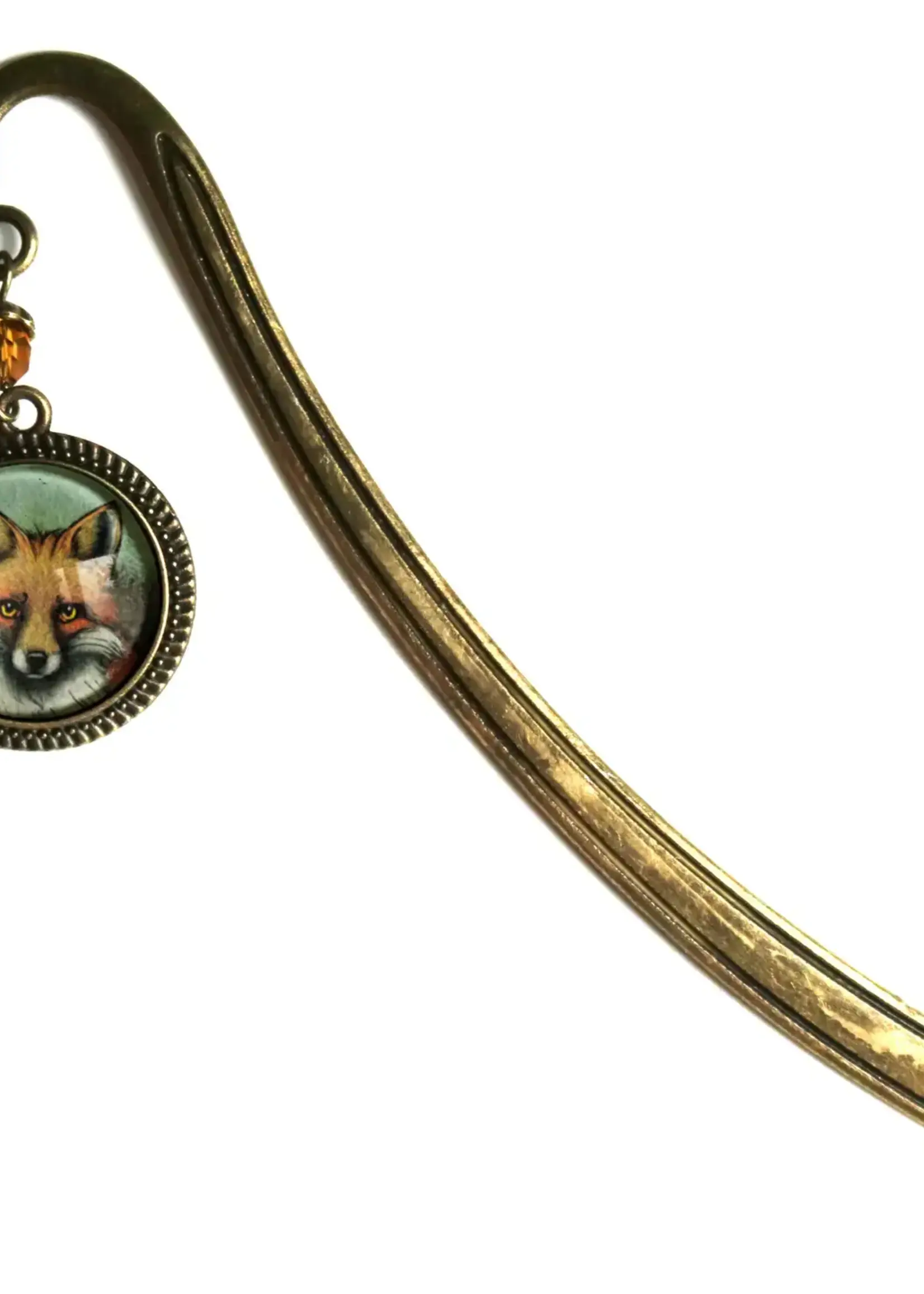 The Divine Iguana Forest Fox Bronze Bookmark with Dangling Ornament
