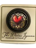 Ornate Heart Bronze and Glass Valentine's Day Brooch