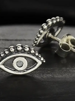 Nina Designs Sterling Silver Evil Eye Post Earrings