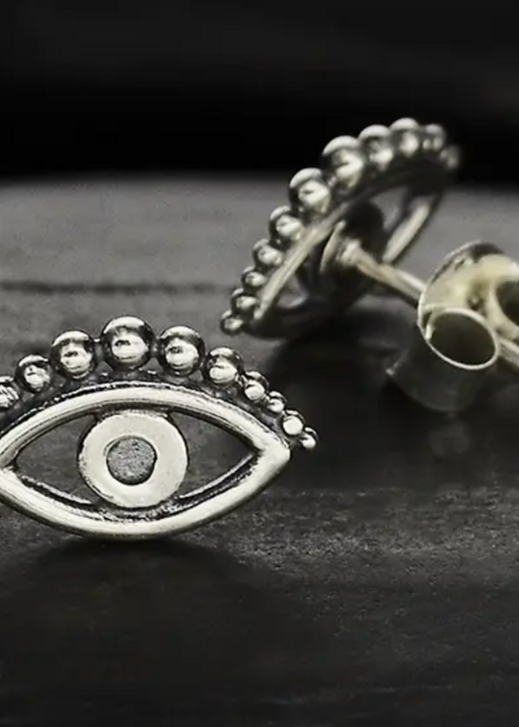 Nina Designs Sterling Silver Evil Eye Post Earrings