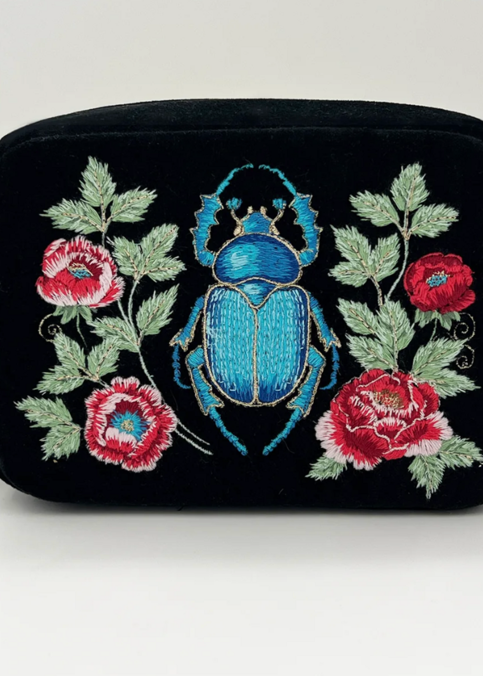Myth & Thread Sanctuary - Embroidered Velvet Makeup Bag