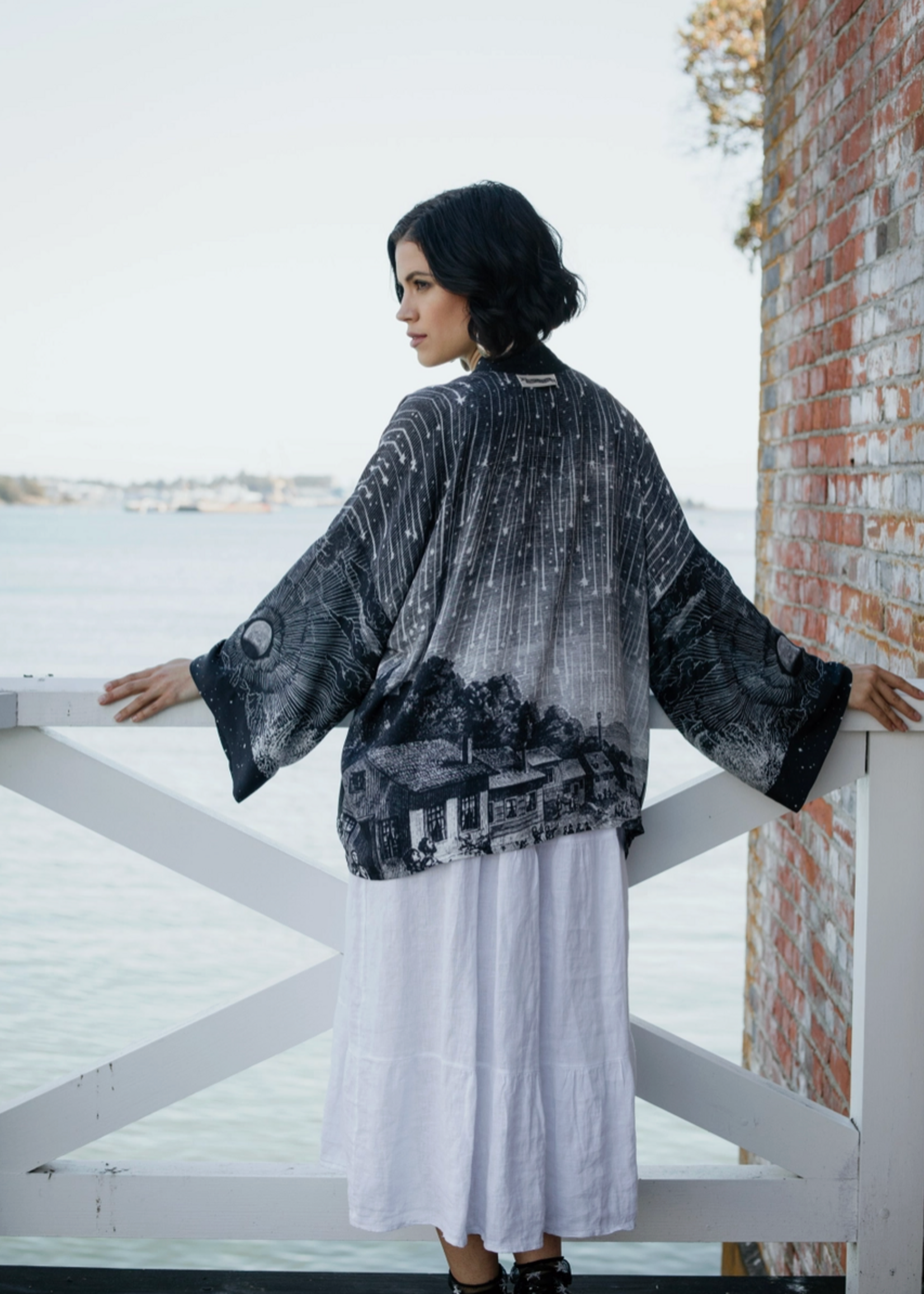 Market of Stars Stargazer Pixie Duster Cropped Kimono w/ Falling Stars