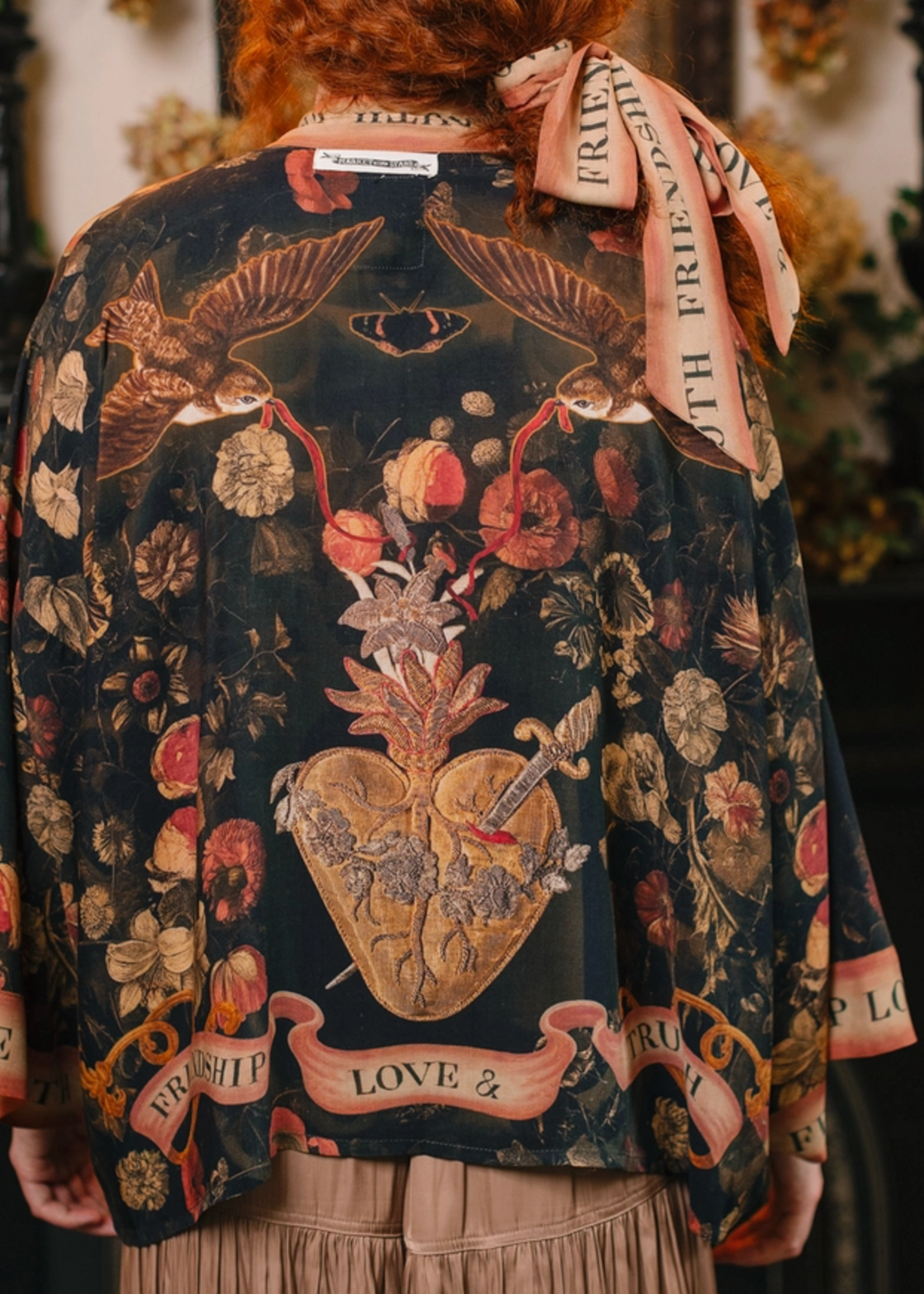 Market of Stars Heart of Gold Pixie Duster Crop Kimono w/ Sacred Heart