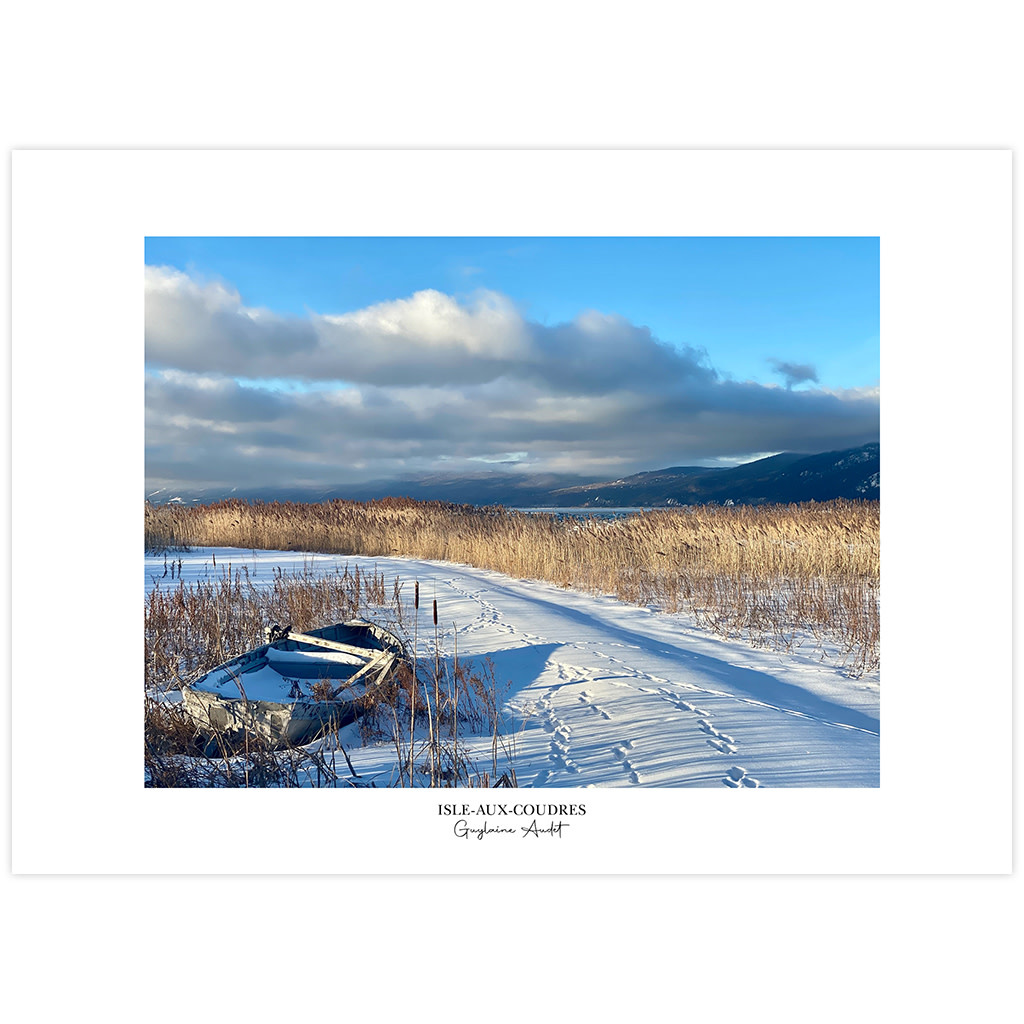 Carte postale - Barque dans la neige - horizontal