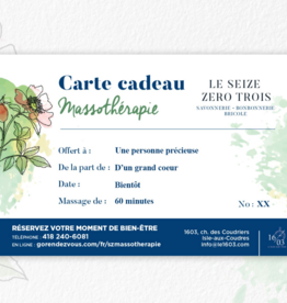 Le 1603 Copy of Certificat cadeaux- Massothérapie 90 minutes