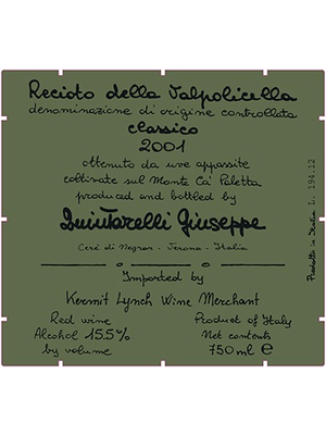 Wine GIUSEPPE QUINTARELLI RECIOTO DELLA VALPOLICELLA CLASSICO  1995 375ML