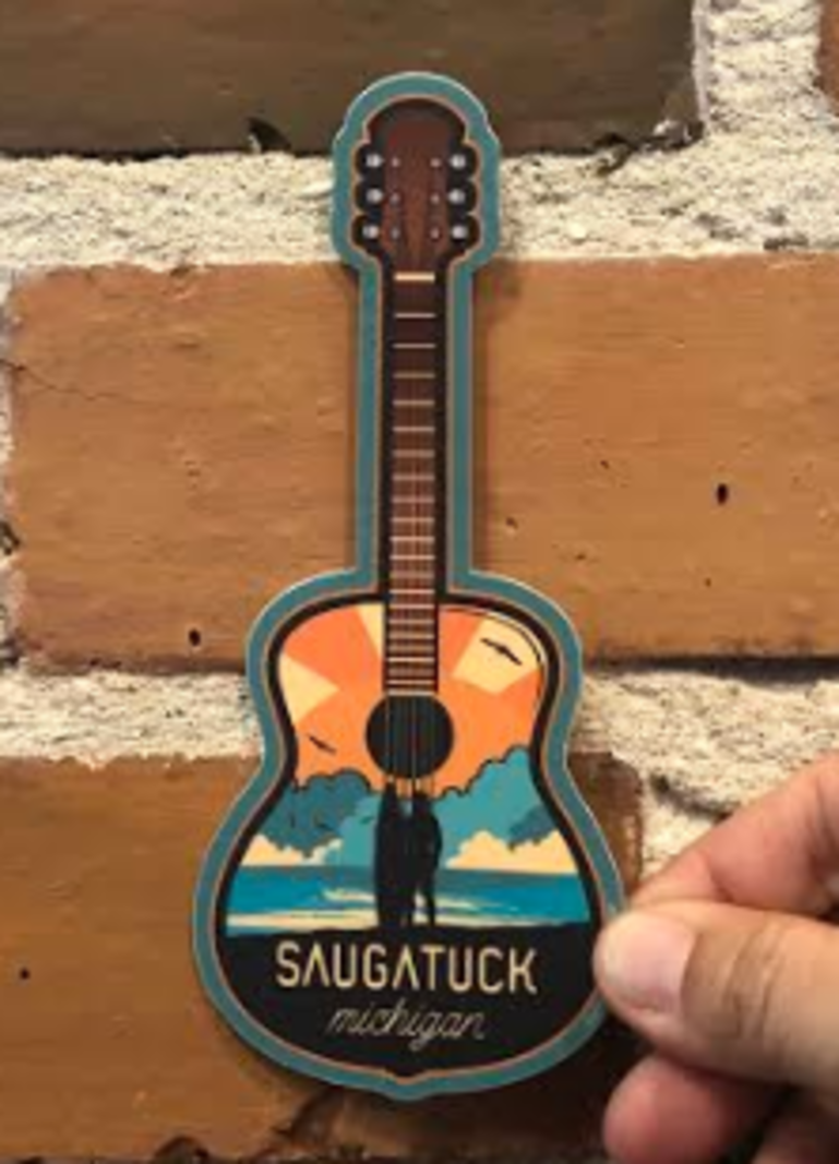 Steamboat Sticker Saugatuck Guitar Surfer