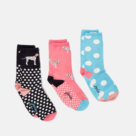 Excellent Everyday Pink Dalmation Socks 3 pack-O/S