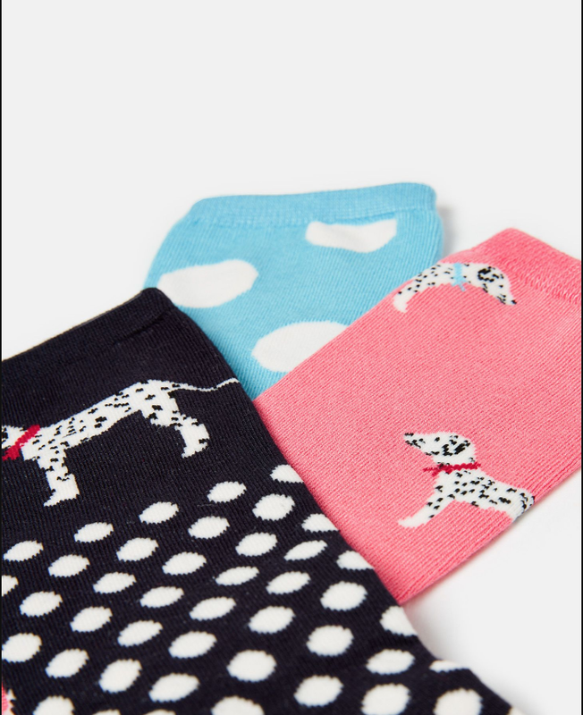 Excellent Everyday Pink Dalmation Socks 3 pack-O/S