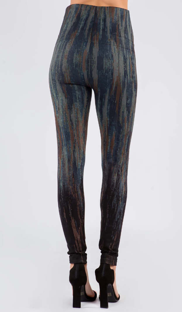 M. Rena High Waist Full Length Legging w/ Abstract Textural Design Sublimation Print