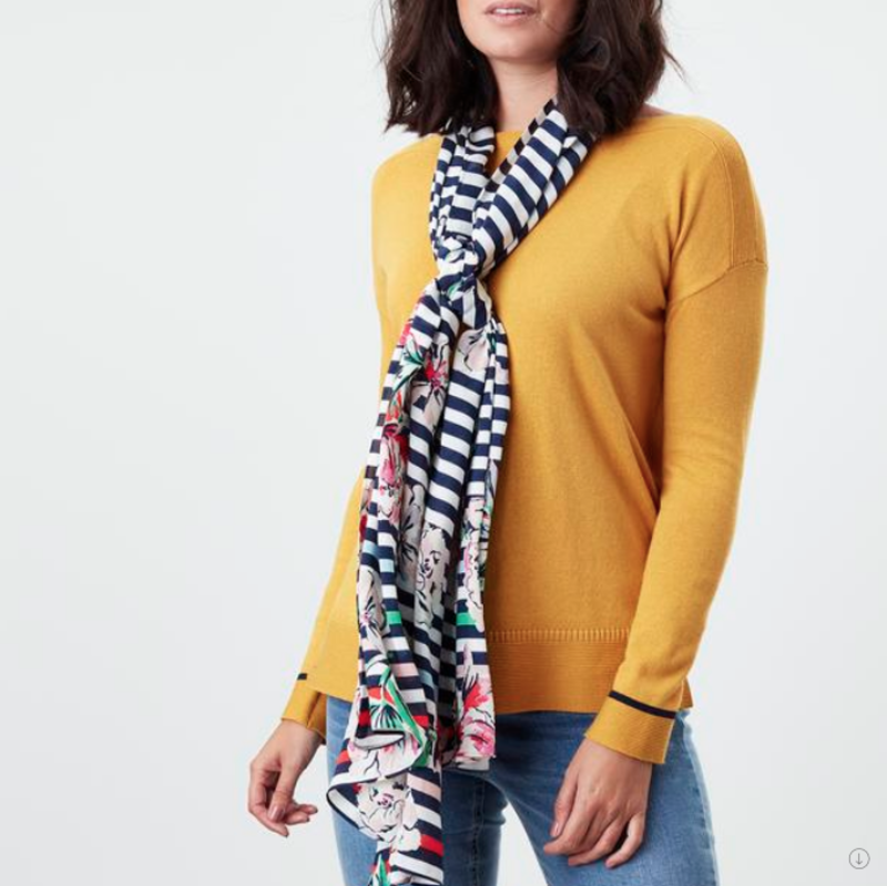 Joules W's Conway Printed Scarf - Blue Stripe Floral-O/S