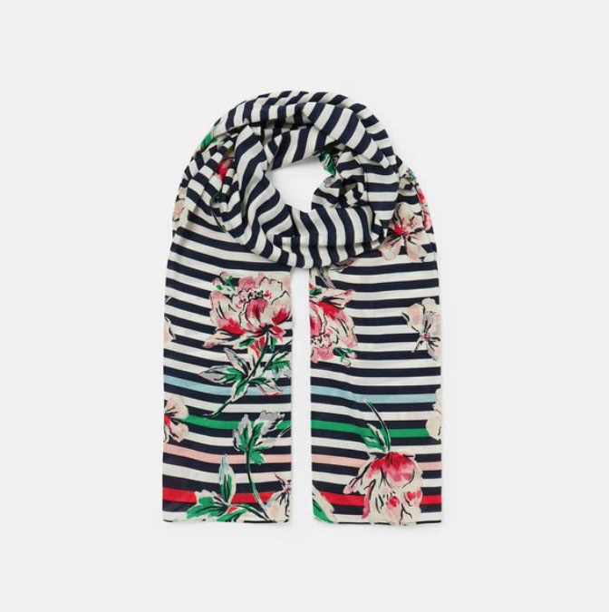 Joules W's Conway Printed Scarf - Blue Stripe Floral-O/S