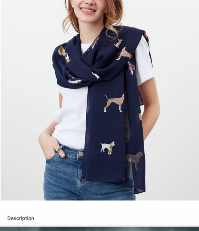 Joules W's Eco Conway Lightweight Printed Scarf-Navy Dogs-O/S