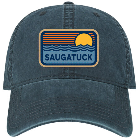 League Saugatuck Sunset & Waves Baseball Cap, Navy
