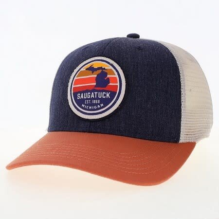 League League Saugatuck Mi Sunset Patch-Stone/Navy/Bronze