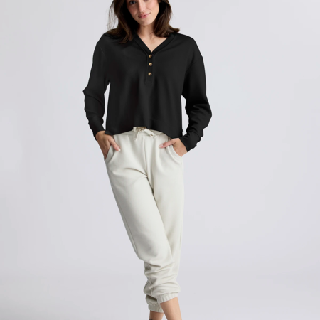 FreeFly Women's Waffle Long Sleeve Henley Size Lrg