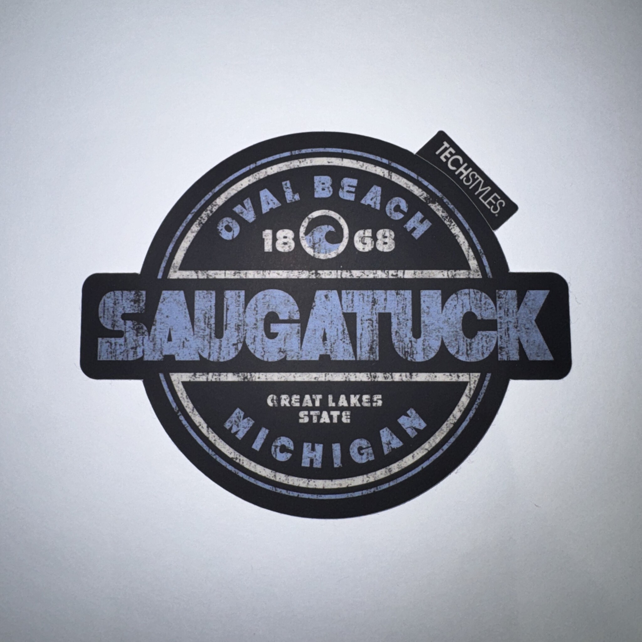 TechStyles TechStyles Saugatuck Oval Beach 1868 Black/Blue Sticker