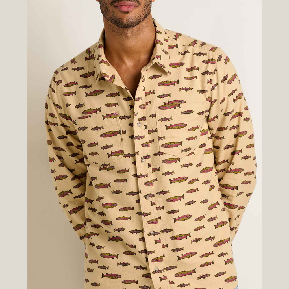 Toad & Co  M's Pinevale LS Shirt Chai Trout Print Size M
