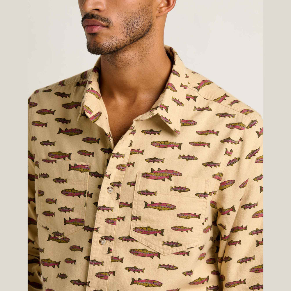 Toad & Co  M's Pinevale LS Shirt Chai Trout Print Size M