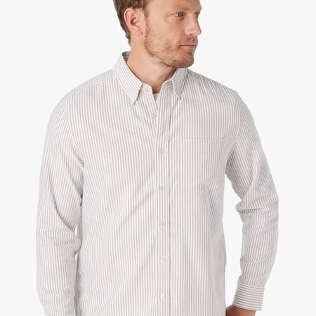Fair Harbor Salty Oxford Shirt Oak Stripe Size XL