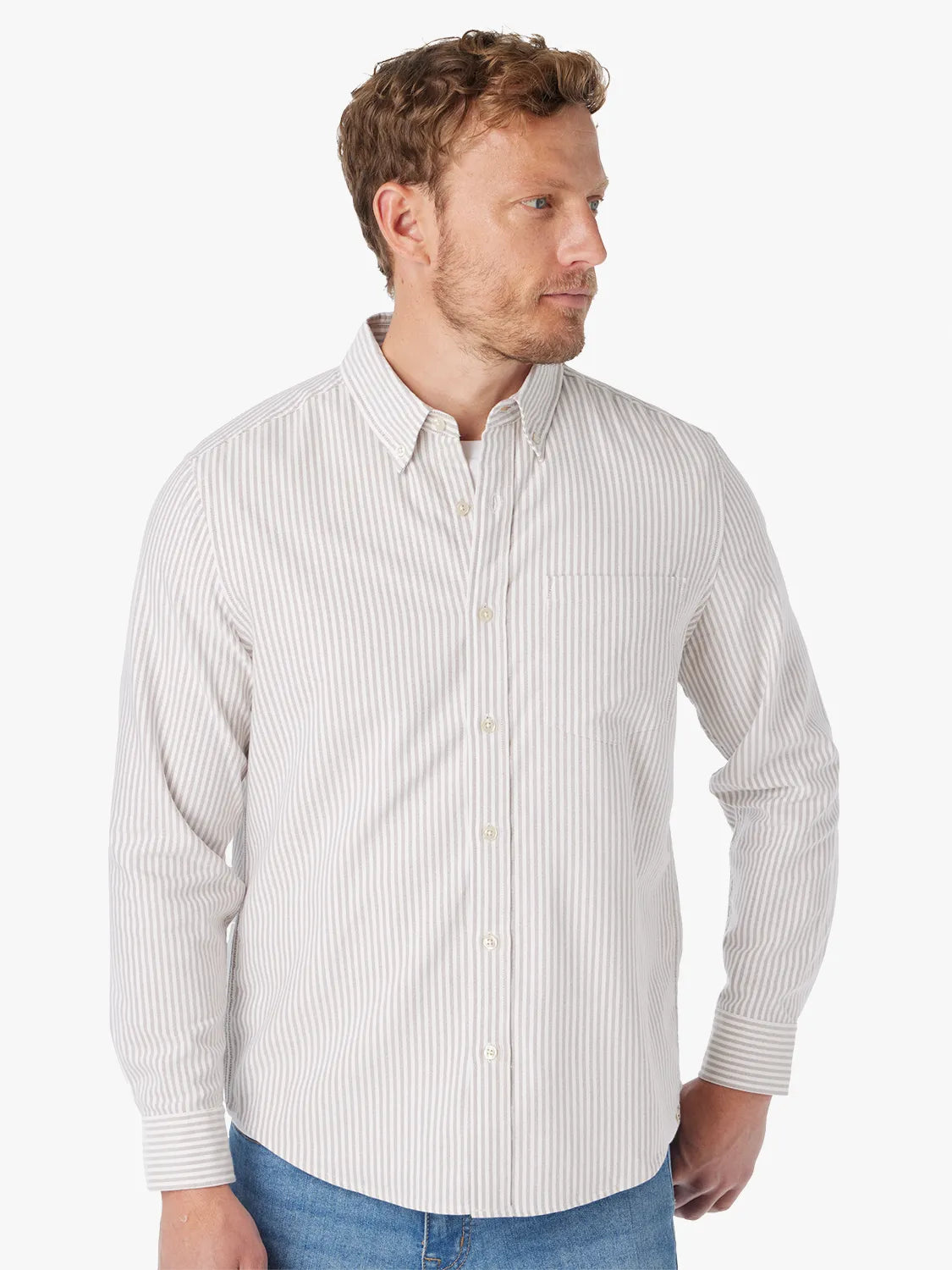 Fair Harbor Fair Harbor Salty Oxford Shirt Oak Stripe XL (Y25)