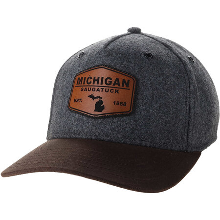 League League Charcoal Michigan Leather Patch Hat