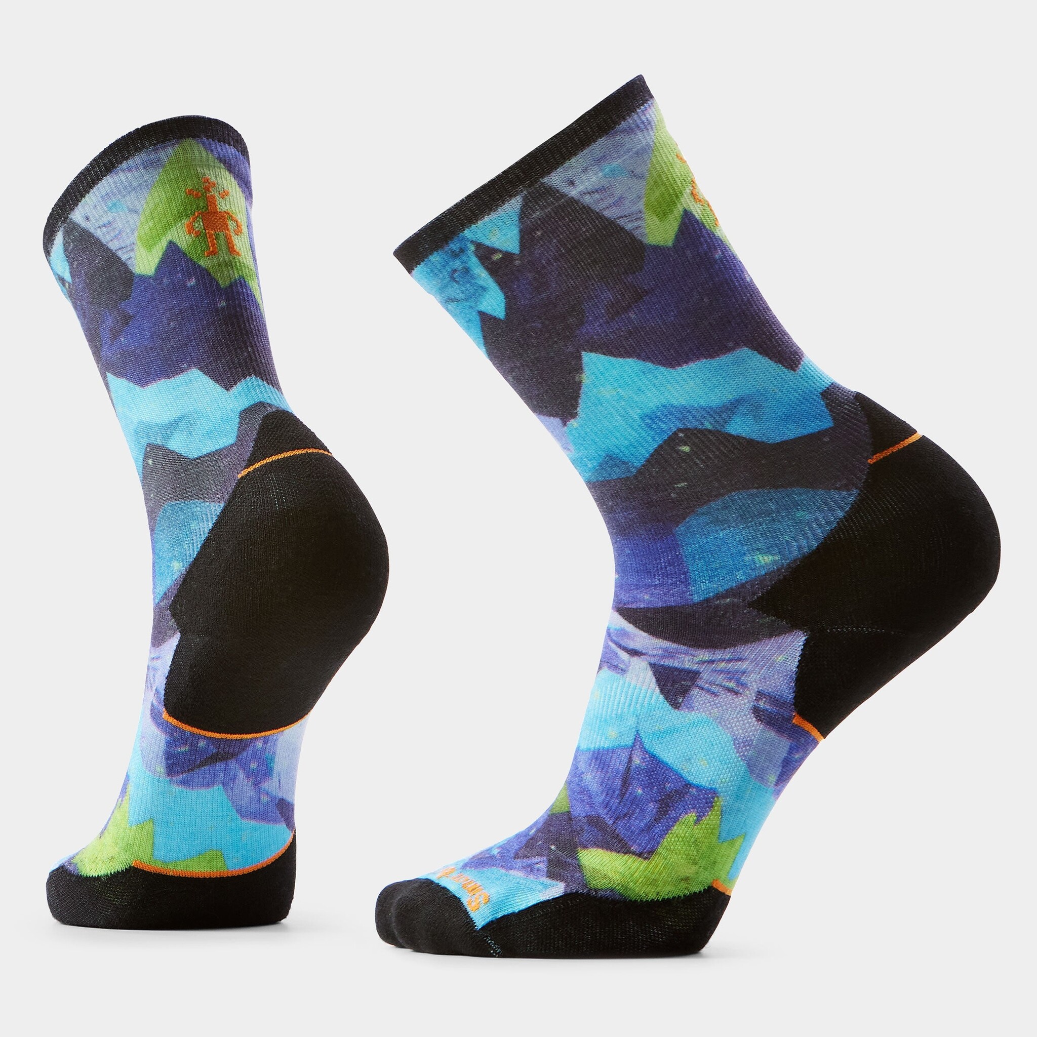 Smartwool Trail Run Targeted Cushion Summit Sector Print Crew Socks (S26) NIGHTFALL BLUE L