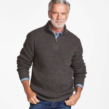 L.L. Bean M's Organic Waffle 1/4 Zip Sweater