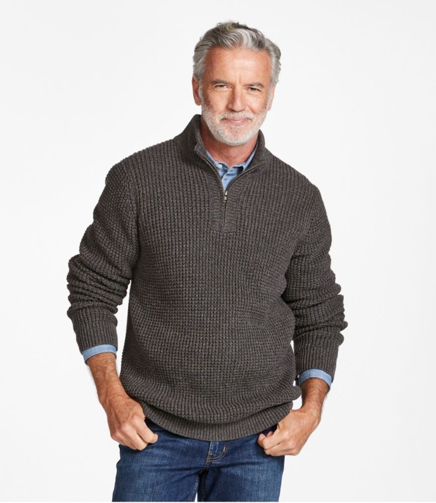 L.L. Bean L.L. Bean M's Organic Waffle 1/4 Zip Sweater