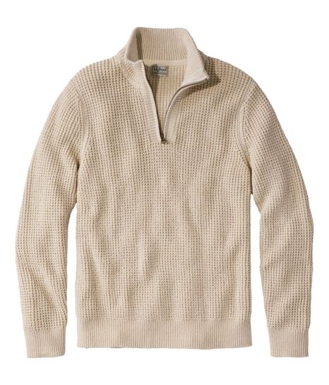 L.L. Bean Men's Bean's Organic Waffle 1/4 Zip Sweater | Shop the