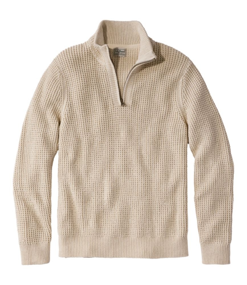 L.L. Bean L.L. Bean M's Organic Waffle 1/4 Zip Sweater