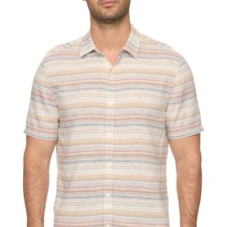 Flag & Anthem Flag & Anthem M's Westmont SS Stripe Shirt Cream/ Pink/ Tan XXL (S26)