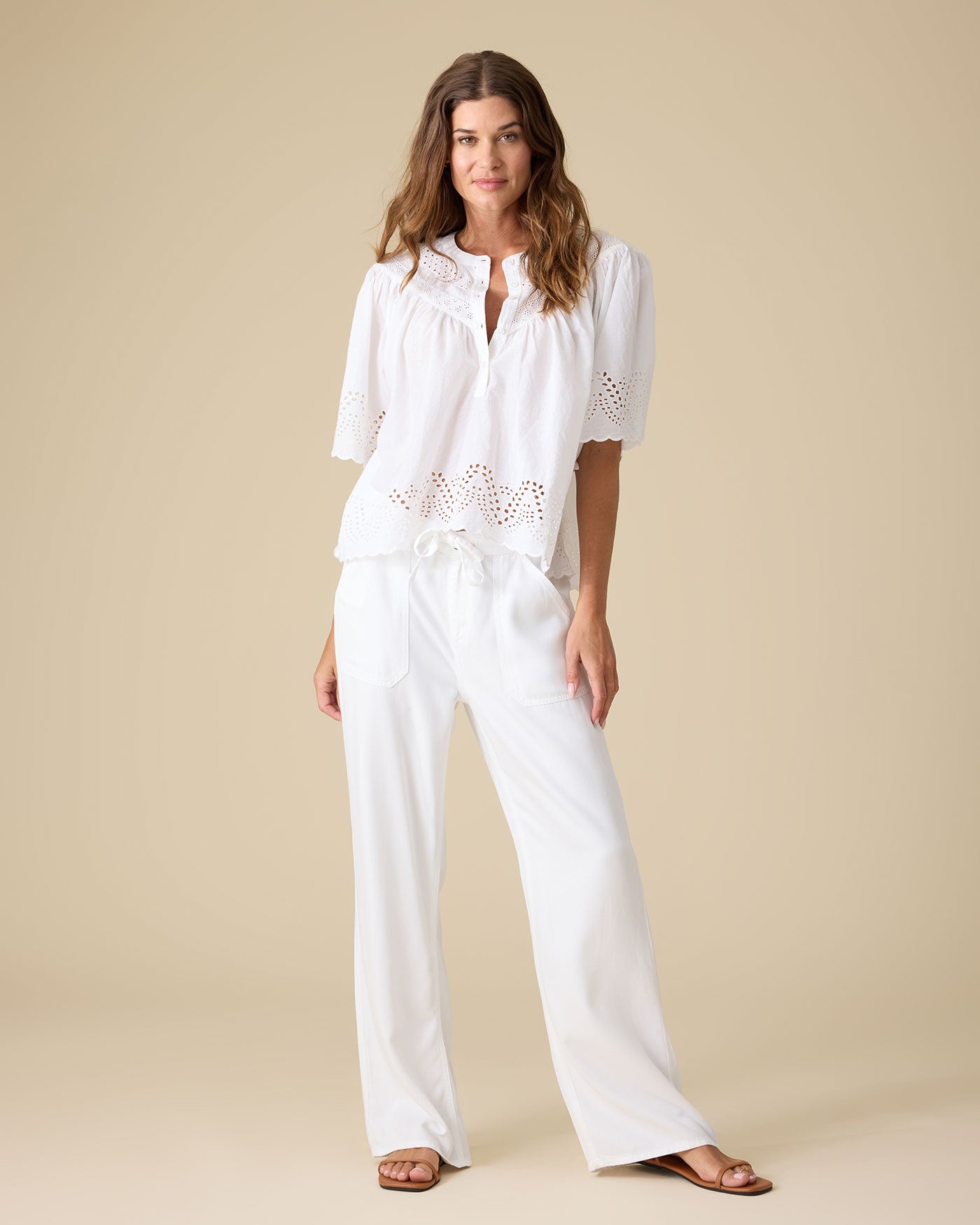 Flag & Anthem Flag & Anthem W's Bluffton Wide Leg Pull On Pant White L (S26)