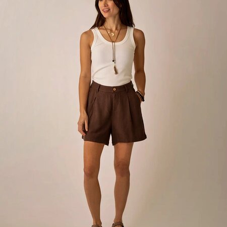 Carve Designs Carve Designs Suki Linen Short Coffee Chambray L (S26)
