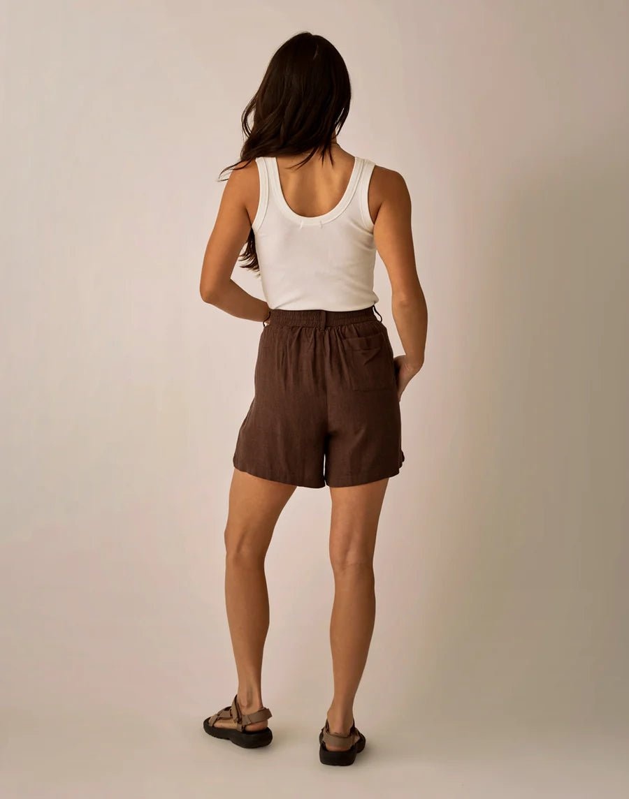 Carve Designs Carve Designs Suki Linen Short Coffee Chambray L (S26)