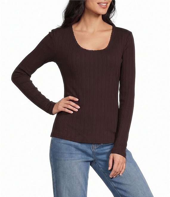 Flag & Anthem F & A W's Willow LS Pointelle Scoop Neck Top
