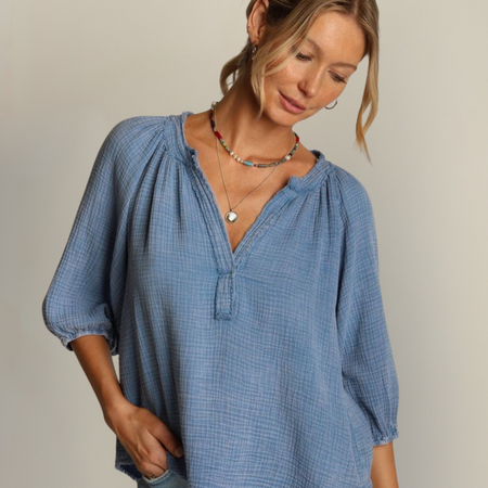 Dylan Dylan Jolie Top w/Fringe Vintage Blue S