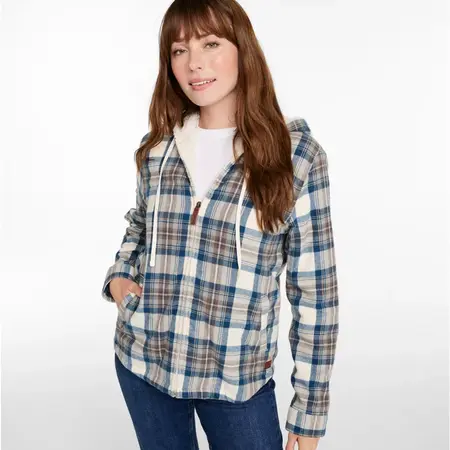 L.L. Bean W's Scotch Plaid Sherpa Lined Hoodie