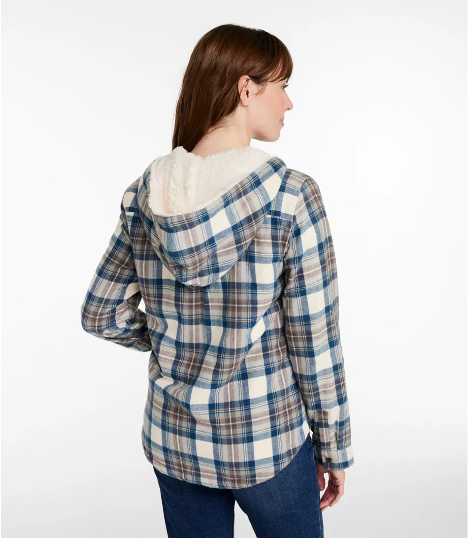 L.L. Bean W's Scotch Plaid Sherpa Lined Hoodie