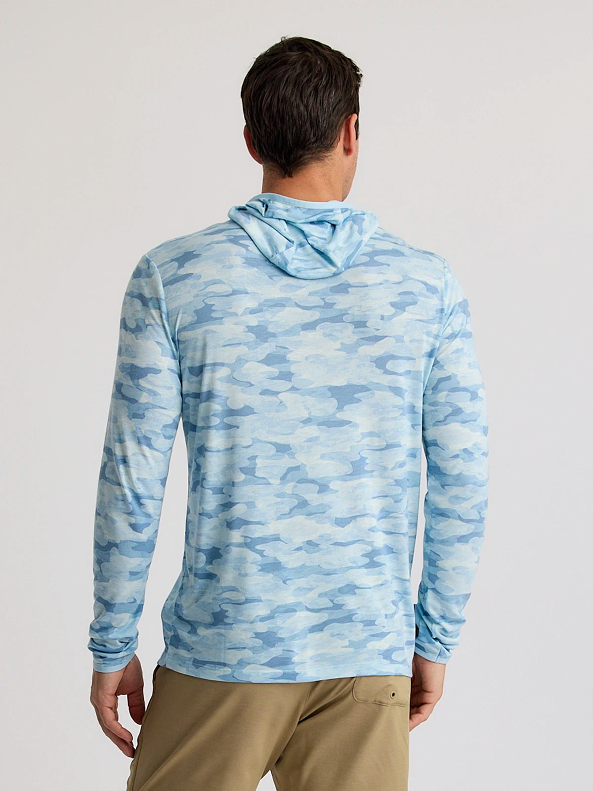 Free Fly FreeFly M's Bamboo Lightweight Hoodie Seasmoke Camo Surf Blue L